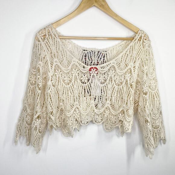 LF Native Rose Erin Cream Woven Embroidered Top Women's Size Medium/Large NWT - Picture 2 of 8